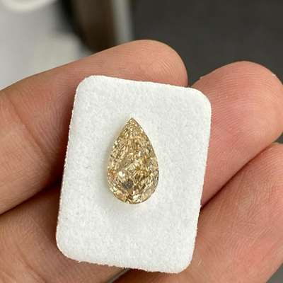 2.71ct GIA Certified Natural Fancy Light Yellow Brown SI1 Clarity Spready Pear Shape Diamond