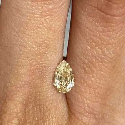 0.72ct Natural Light Brown VVS2 Step cut Pear diamond