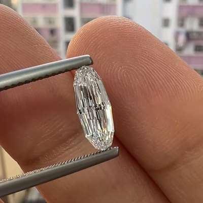 0.90ct GIA Certified Natural D Color IF Clarity Long Moval Step Cut Diamond