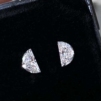 0.39cts Total weight pair of Natural ef color vs-vvs clarity half moon shape diamonds