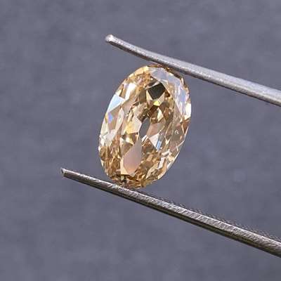 1.78cts Natural Honey brown si2 clarity old cut long oval shape diamond