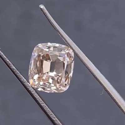 2.23cts Natural light peachy brown VS1 clarity old cut cushion shape diamond 