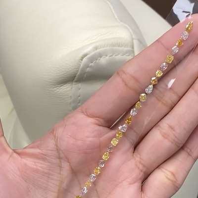 7.69cts Total weight 39 pcs Natural Fancy Mixed Colour Mixed shaped diamond Layout suitable for BRACELET for 6.5 inches