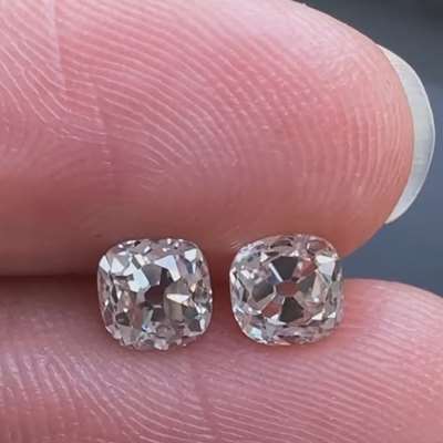 1.15ct Total weight Matching Pair of Natural J colour SI Clarity GENUINE ANTIQUE Old Miner Brilliant cut diamonds 