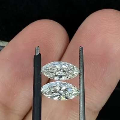 0.66ct & 0.63ct GIA Certified Matching Pair Of Natural J IF & K SI1 Old Antique Cut Moval Shape Diamonds