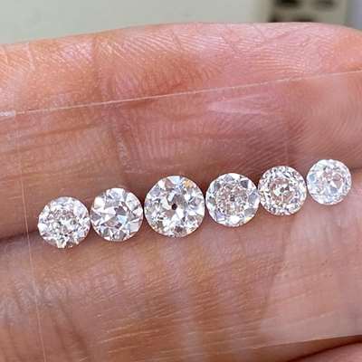 1.55cts total weight 6pcs Natural FGH color vs-si clarity old cut round diamonds