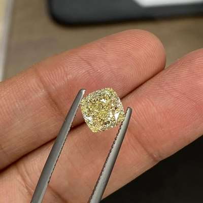 3.02ct GIA Certified Natural Light Yellow (w to x range) VVS1 Clarity Cushion Cut Diamond