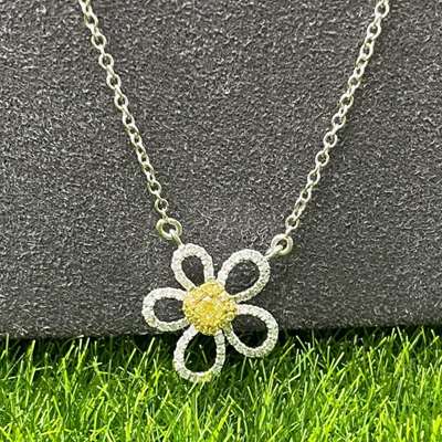 Matching set of Natural Yellow and white diamond Earrings and Necklace