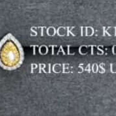 Pear shape double halo yellow and white diamond earings in 18k gold