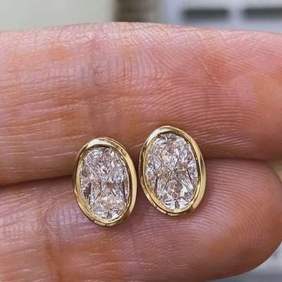 0.83ct total weight 8pcs illusion oval shape diamonds in 18k gold