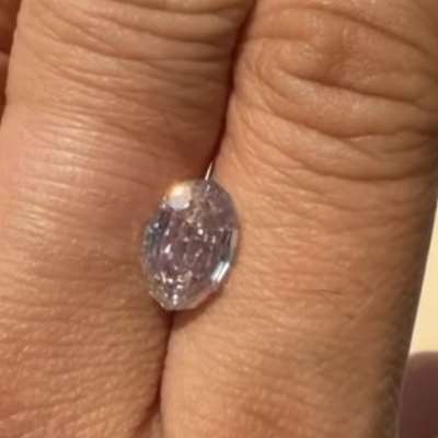 3.00ct Natural Light Peachy Brown Oval Step Cut VS Clarity Diamond.