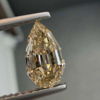 1.02ct Natural Honey Brown VS1 Clarity Step Cut Pear Shape Diamond 