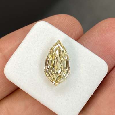 3.30ct Natural Light Brownish Yellow VS1 Clarity Step Cut Pear Shape Diamond 