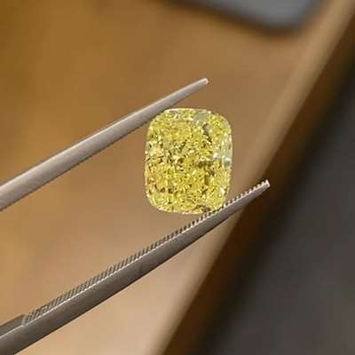 2.01ct GIA Certified Natural Fancy Yellow VS2 Clarity Elongated Cushion Cut Diamonds