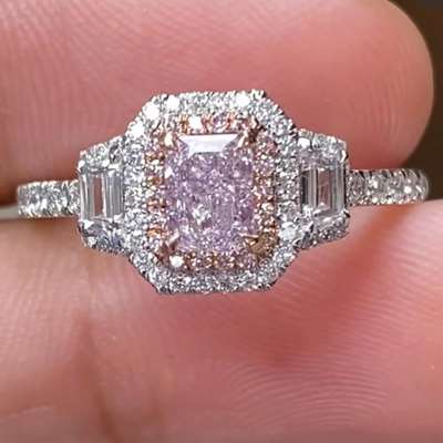 0.51ct GIA Natural Light Pink colour VS2 Clarity Radiant diamond set in 18 K Gold ring for SALE