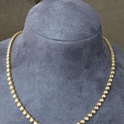 Natural White Diamond Tennis Necklace in 18k Gold!