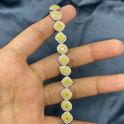 Natural Mix Shape Double Halo Tennis Bracelet in 18k gold.