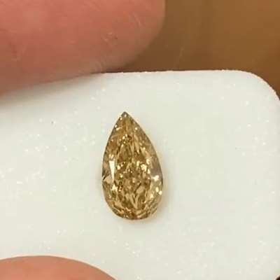 1.04ct GIA Certified Natural Fancy Brownish Yellow VS1 Clarity Long Pear Shape Diamond 