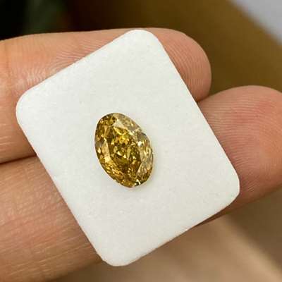 A 2.00ct GIA Certified Natural Fancy Deep Brownish Yellow SI1 Clarity Oval Shape Diamond.