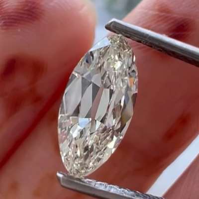 A 1.05cts GIA certified natural L color IF clarity old cut moval shape diamond.