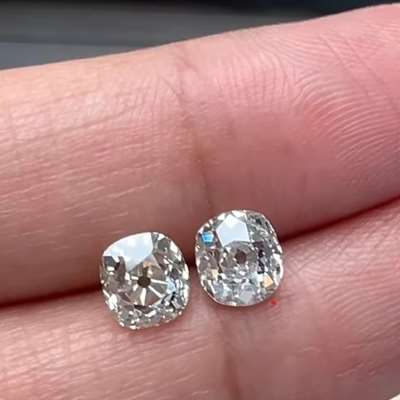 1.09ct & 1.20ct Matching Pair Of Natural JK color VS-SI Clarity Old Miner Brilliant Cut Diamonds
