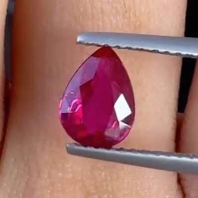 1.22cts GIA Natural UNHEATED RED PEAR SHAPED MOZAMBIQUE RUBY GEMSTONE