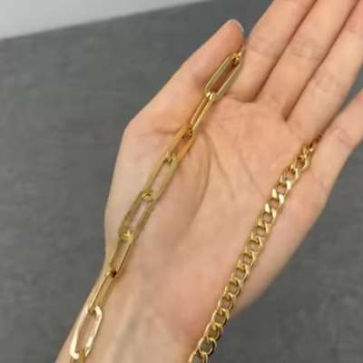 Natural 18k Yellow Gold Italian Dual Design Necklace. Two necklaces. One piece