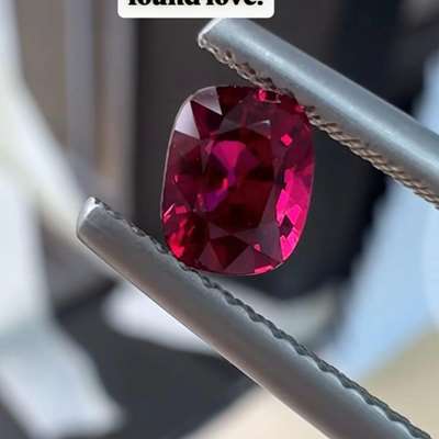 0.73ct GUILD Certified Natural VIVID RED (also know as PIGEON BLOOD) Cushion shaped NO HEAT NO TREAT RUBY gemstone