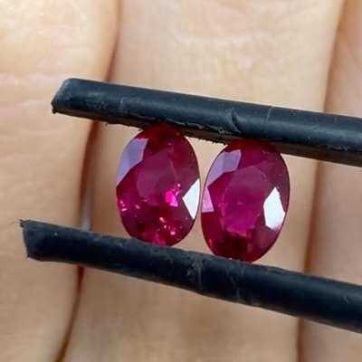 0.70ct and 0.74ct GIA Certified Natural UNHEATED Mozambique Red colour Oval shaped Ruby Gemstone 