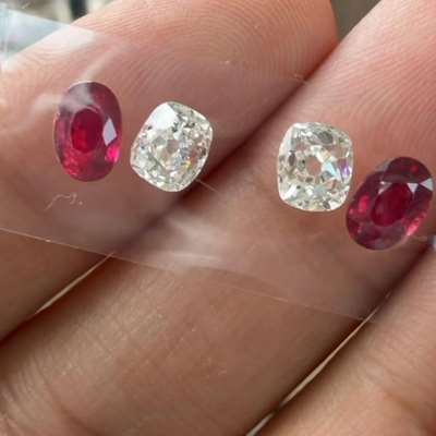 1.34ct total weight matching pair of genuine antique old miner KL Color SI Clarity along with 0.65ct & 0.69ct GIA Certified Natural Mozambique Ruby NO HEAT NO TREAT oval Shape Gemstone Pair .
