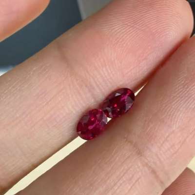 0.65ct & 0.69ct GIA Certified Matching Pair Of Natural Mozambique Ruby No Heat No Treat Oval Shape Gemstones.