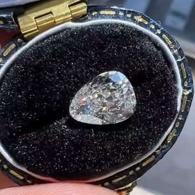 This stone is 1.51ct GIA Certified Natural i Color VVS2 Clarity Old Antique Cut Pear Shape Diamond