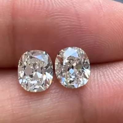 1.06ct & 1.08ct GIA Certified Matching Pair Of Natural K & L Color VVS1 Clarity Old Miner Brilliant Cut Diamonds 