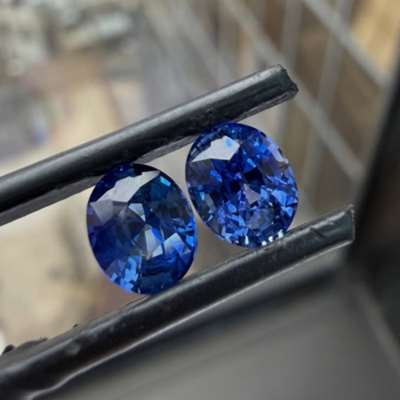 2.20ct Total Weight Matching Pair Of Natural Ceylon Blue Sapphire Heated Oval Shape Gemstones 