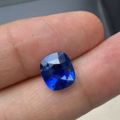 3.08ct GRS Natural Ceylon Blue Sapphire Heated Cushion Shape