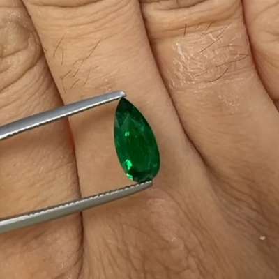 1.98ct GIA Certified Natural Zambian Emerald Pear Shape Gemstone
