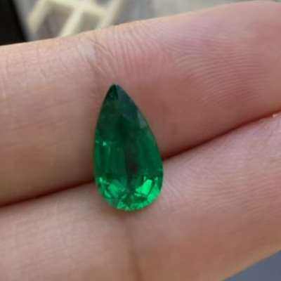 1.69ct GIA Certified Natural Zambian Emerald Gemstone In Pear Shape 