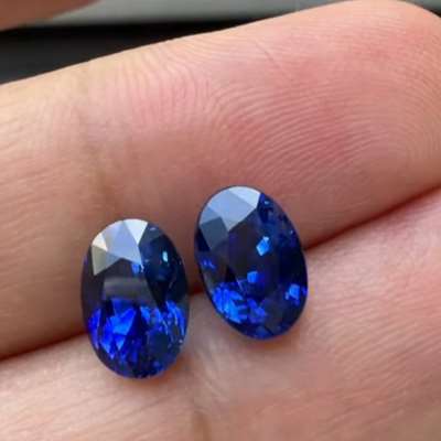 2.57ct & 2.66ct GRS Certified Matching Pair Of Natural Ceylon Blue Sapphire Oval Shape Gemstones