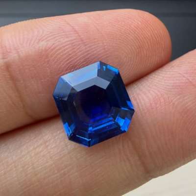 4.58ct GRS Certified Natural Ceylon Blue Sapphire Emerald Cut Gemstone 
