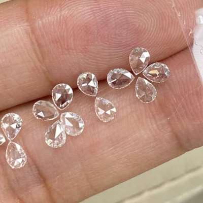 1.20ct Total 13pcs Natural Calibrated Measurements Rosecut Pear Shape Diamond Layout
