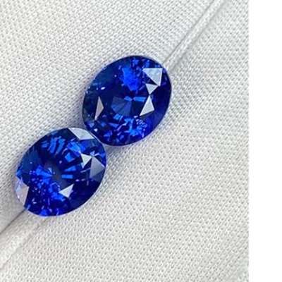 2.29ct & 2.33ct GRS Certified Matching Pair of Natural Ceylon (srilanka) Blue Sapphire Heated Oval Shape Gemstones
