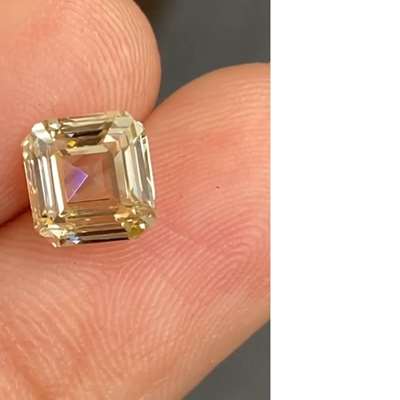 2.01ct Natural Fancy Light Brownish Yellow VS1 Clarity Antique Cut Asscher Shaped diamond