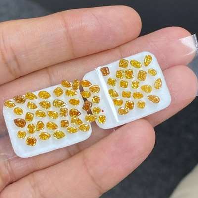  7.15ct Total 59pcs Natural Mix Shape Saffron Golden Diamonds 