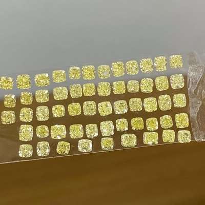 8.64ct is a layout of all cushion Shape Natural Fancy Yellow Cushion Cut diamond layout.