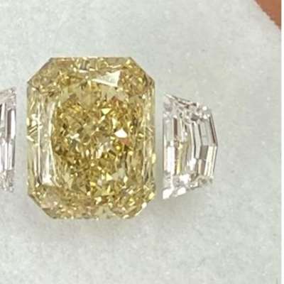 1.25ct GIA certified natural fancy brownish yellow radiant cut diamond,pair of striking E color VVS2 Cadillac cut diamonds (0.27cts total),
