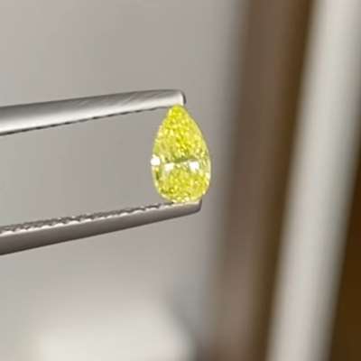 0.36ct GIA Certified Natural Fancy Greenish Yellow VS1 Clarity Pear Shape Diamond