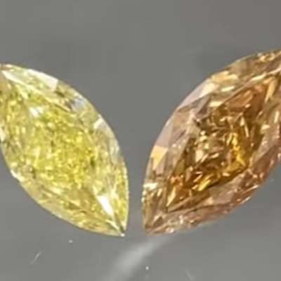 1.18ct GIA-Certified Fancy INTENSE Yellow Marquise  VS2 clarity,1.65ct Natural Orangy Brown Marquise– A captivating, smoky gem with VS2 clarity