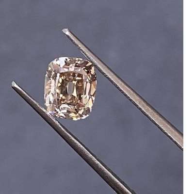 1.01cts Natural peachy brown VVS2 clarity old cut cushion shape diamond