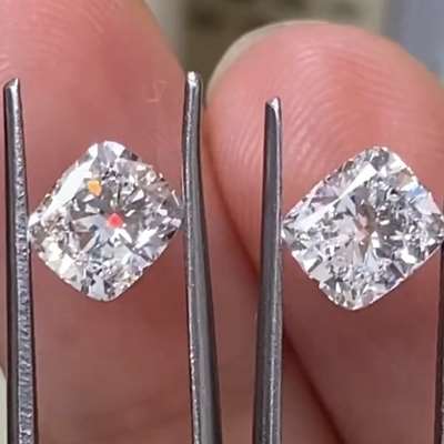0.90cts GIA certified G color VS2 clarity & 0.91cts GIA certified F color VS2 clarity cushion shape diamond pair