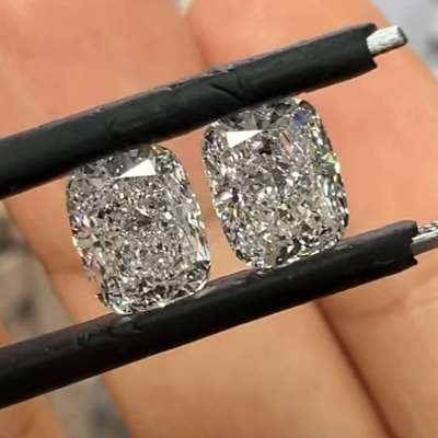 0.91ct & 0.91ct GIA Certified Matching Pair Of Natural F Color VS1 Clarity Long Cushion Cut Diamonds
